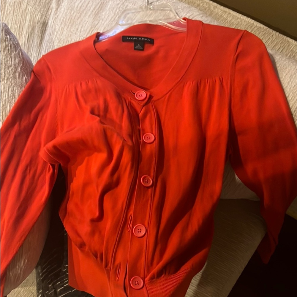 Red Button-Up Cardigan